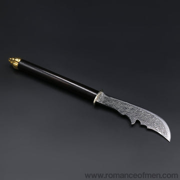 The crescent blade Damascus steel pocket kinfe-Romance of Men